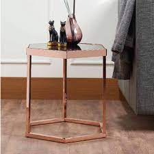 Go set yourself an elegant rose gold fall table! Hexagonal Black Glass Rose Gold Exquisite Side Table Flat Packing Wood Furniture Manufacturer Slicethinner