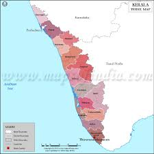 The indian state of kerala borders with the states of tamil nadu on the south and east, karnataka on the north and the lakshadweep sea coastline on the west. Kerala Tehsil Map