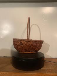 Vintage Small Double Lidded Wicker Picnic Basket