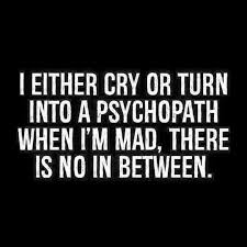 I Either Cry Or Turn Into A Psychopath When I M Mad There Is No In Between Mad Quotes Angry Quote Sarcastic Quotes