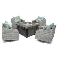 Rst Brands Cannes 5 Piece Metal Frame Patio Conversation Set With Sunbrella Cushions Lowes Com Comfortable Outdoor Chairs Outdoor Fire Pit Outdoor Kitchen Design