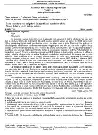 Subiectele de la limba și literatura română, din cadrul bac 2019, vor fi publicate în această dimineață, pe edu.ro. Subiecte È™i Barem RomanÄƒ Bac 2019 Sesiunea De ToamnÄƒ Elevii Au SusÈ›inut Proba ScrisÄƒ La RomanÄƒ Stirileprotv Ro
