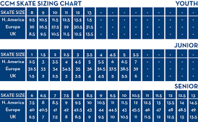 ccm ice hockey skate size chart best picture of chart