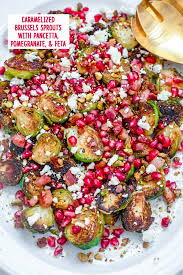 1 pound small brussels sprouts, trimmed, halved through root ends. Caramelized Brussels Sprouts With Pancetta Pomegranate And Feta