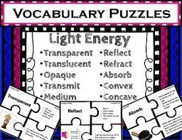 Light Energy Vocabulary Puzzles Light Energy Vocabulary Energy