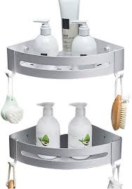 Beautiful wooden corner ii wooden corner shelf. Amazon Com Sevens No Drilling 2 Tiers Bathroom Corner Shelf Organizer For Shower Kitchen Storage Durable Space Aluminum Shower Caddy With Removable Hooks Home Improvement