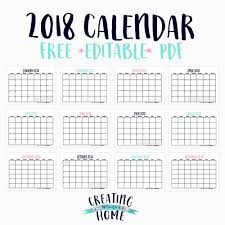 Free 2018 Calendar Editable Pdf Creatingmaryshome Com Editable Calendar Free 2018 Calendar Calendar Printables