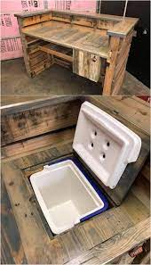Pallet Bar Table With Cooler Diy Outdoor Bar Pallet Bar Diy Outdoor Patio Bar