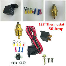 7 mounting, wiring, and configuring your new thermostat. Electric Fan Wiring Install Kit Complete Thermostat 50 Amp Relay 185 Thermostat Ebay