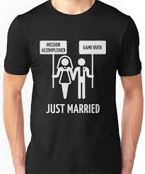 Just Married Mission Accomplished Game Over White Slim Fit T Shirt I 2020 Med Bilder