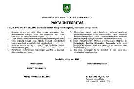 Berikut ini contoh pakta integritas, bagi ukpd apabila ada perbaikan pada pakta integritasnya bisa mendownload contoh pakta integritas yang ada di bawah ini. Berita Pagi Ini Sekda H Bustami Hy Dan Kepala Pd Tandatangani Pakta Integritas Berikut 7 Butir Isinya