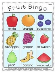 Preschool Bingo Games Fruit And Cold Weather Clothing Game Fruit Healthy Food Activities For Preschool Preschool