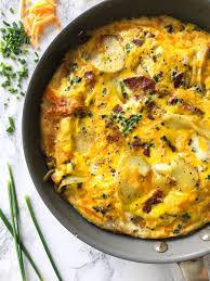 Bacon Egg And Cheese Frittata With Spiralized Potatoes Inspiralized Recipe Frittata Recipes Healthy Spiralizer Recipes Cheese Frittata