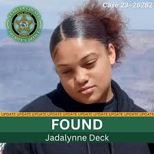 UPDATE: Jadalynne has been recovered. Thank you to everyone who shared this  message or sent in a tip. ——————————————— Have you seen this child?  Jadalynne Deck was last seen March 17th at
