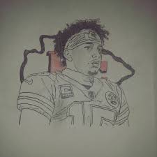 Original Celebrity Drawing By Dalton Schoenberger Illustration Art On Paper Patrick Mahomes Celebrity Drawings Drawings Art