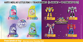 Bei einem happy meal sind folgende zusammensetzungen möglich: Mcdonald S Latest Happy Meal Toys Features My Little Pony Transformers Till 10 Feb 2021