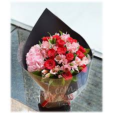 Hydrangea and red roses bouquet arrive in style. Red Rose Bouquet Kenya Red Roses Alstroemeria Hydrangea Flowers Online Order Flowers Hong Kong