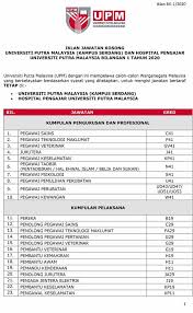 Tawaran adalah dipelawa daripada warganegara malaysia yang berkelayakan untuk memohon bagi mengisi jawatan kosong di universiti putra malaysia upm sebagaimana berikut: Job Malaysia Iklan Jawatan Kosong Universiti Putra Facebook
