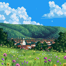 Looking for anime scenery stickers? Playing With Anime Landscape Style Pixelart