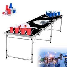 100 becher (50 rot & 50 blau), 6 bälle, regelwerk & 2 gratis beer pong racks. Lzq Beer Pong Tisch Klappbarer Audio Table Kaufland De