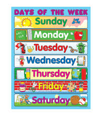 carson dellosa days of the week chart 6pk classroom