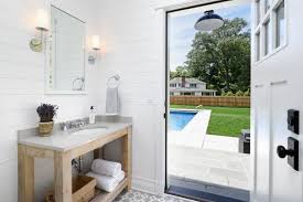 To recharge the lost energy after doing the exercise, head to a pool bathroom. 20 Cozy Farmhouse Bathroom Ideas Pool House Bathroom House Bathroom Designs Small Pool House Bathroom