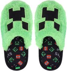 Minecraft - Brandclub - Minecraft MensWomens Unisex Slipper Novelty  Plush Scuff Creeper Green Mens Womens 11-12 9-10