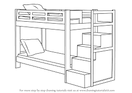 Coloring page bunk bed source : Learn How To Draw A Bunk Bed Furniture Step By Step Drawing Tutorials