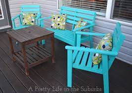 15 Diy Ideas For Sprucing Up Your Backyard Deck Furniture Wood Patio Furniture Painted Outdoor Furniture