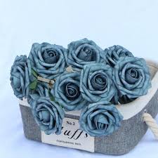 Hydrangeas, delphinium and dusty miller. Artificial Foam Roses Dusty Blue Flowers For Wedding Vanrina