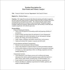 It's often a steppingstone for a career in finance, or a career involving finance, whether it be for a company, a small practice, or yourself. 9 Financial Analyst Job Description Templates Free Sample Example Format Download Free Premium Templates