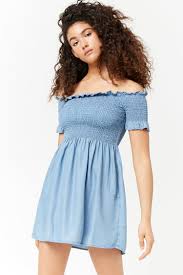 Product Name Smocked Off The Shoulder Dress Category Dress Price 27 9 Fit N Flare Dress Long Sleeve Denim Dress Dresses