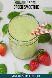 Pineapple Spinach Green Smoothie Veronika S Kitchen Recipe Green Smoothie Recipes Smoothie Recipes Healthy Green Smoothies
