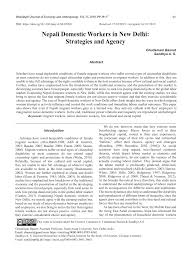 Pdf Open Access Nepali Domestic Workers In New Delhi Strategies And Agency