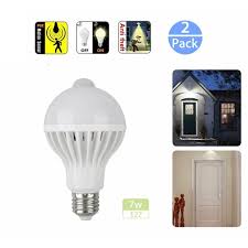 Motion Sensor Light Bulbs Outdoor Security Led Bulb Indoor E27 Bulb For Garage Front Door Porch Stairs Hallway 2 Pack Walmart Com Walmart Com