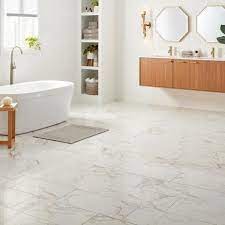 Pico glazed ceramic floor and wall tile features the refreshed look of marble through hd digital printed images. Daltile Quictile 12 In X 24 In Calacatta Marble Polished Porcelain Locking Floor Tile 9 6 Sq Ft Case Qc011224clkhd1l The Home Depot