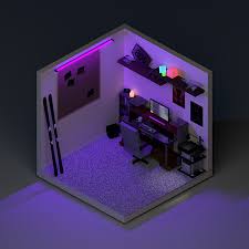 Isometric Room On Behance Video Game Room Design Game Room Design Gaming Room Setup