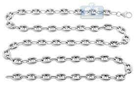 Sterling Silver Puff Mariner Mens Chain 8 Mm 24 26 30 36 Inch Chains For Men Gold Chains For Men Gold Chain Jewelry