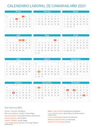 Descarga gratis el pdf para organizar las vacaciones en tu provincia y planificar tus vacaciones. Calendario Laboral De Canarias Ano 2021 Feriados