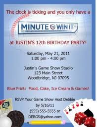 One video is an example of our show. Minute To Win It Invitations Birthday Party Supplies Minute To Win It Birthday Party Supplies Birthday Party