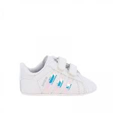 Superstar Crib Adidas Originals Sneakers In Leather With Mirrored Trim