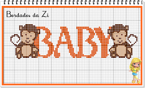 Este é um lindo e delicado monograma para bordar no enxoval dos bebês (toalhas, fraldas, babadores e acessórios para as crianças). Baby Monkey Ponto Cruz Alfabeto Ponto Cruz Monogramas Em Ponto Cruz
