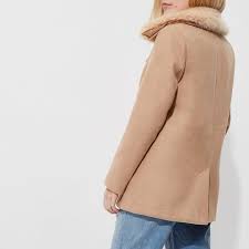 Nwt zara faux fur biker jacket teddy camel caramel size m. Petite Camel Faux Fur Trim Biker Collar Coat From River Island On 21 Buttons