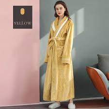 Bath040 Snuggling Extra Thick Bath Robe In Lemon