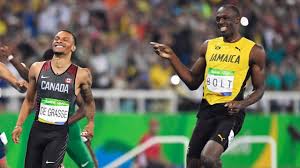 A un pois de tokyo 2020, nous célébrons la force, la résilience et la détermination des athlètes olympiques, qui apportent espoir, unité et inspiration aux gens autour du monde. The Legend Usain Bolt Talks Peloton Partnership Gives Olympic Advice To Andre De Grasse Youtube