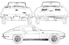 Corvette printable coloring page, free to download and print. 1963 Chevrolet Corvette Coupe Blueprints Free Outlines