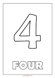 Printable Number 4 Four Coloring Page Pdf For Kids Printable Numbers Coloring Pages Worksheets For Kids