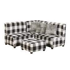 Sectional sofa ottoman set 6 seater modular corner sectional couches living room furniture sets reversible l shape couch set, light gray. Jack Juvenile Kids Black And White Buffalo Check Upholstered Sectional Sofa Set 4010 P125 P126 The Home Depot Upholstered Sectional Kids Sofa Sectional And Ottoman