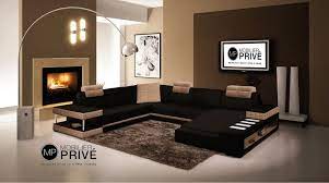 Maybe you would like to learn more about one of these? Canape D Angle Miro En Cuir Haut De Gamme Italien 7 8 Places Noir Et Marron Mobilier Prive