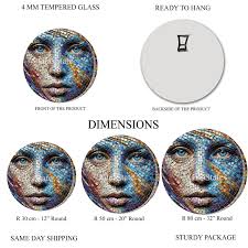 Tempered Glass Wall Art-stained Round Wall Art Gift-circle Wall  Art-tempered Glass Art-glass Wall Decor-abstract Glass Art-round Wall Decor 